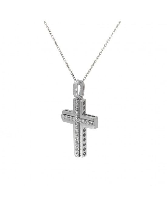 Cross with diamonds in 18k white gold 