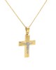 Δίχρωμος βαπτιστικός σταυρός με τον ''Εσταυρωμένο" από χρυσό Κ14