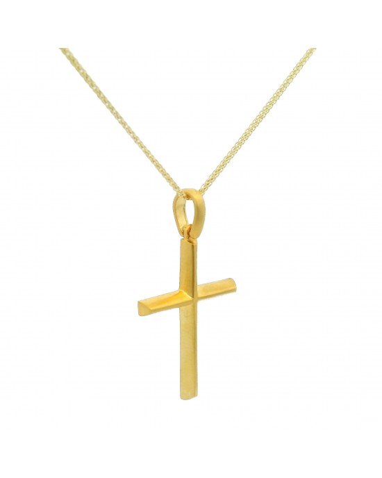 Λιτός βαπτιστικός σταυρός από χρυσό Κ14