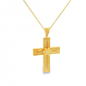 Byzantine cross with diamond in 18K gold  Byzantine cross with diamond in 18K gold
