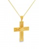 Βυζαντινός σταυρός με διαμάντι από χρυσό Κ18 και αλυσίδα
