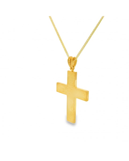 Βυζαντινός σταυρός με διαμάντι από χρυσό Κ18 και αλυσίδα
