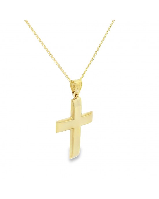 Βαπτιστικός σταυρός από χρυσό Κ14 και αλυσίδα