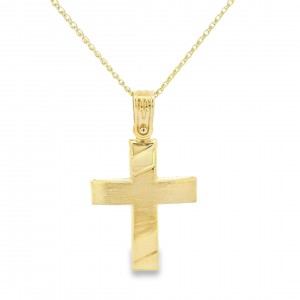 Two-sided baptism cross in 14K gold