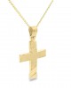 Δίχρωμος βαπτιστικός σταυρός διπλής όψεως από χρυσό Κ14 