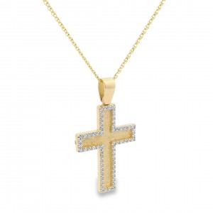 Cross with CZ in 14k gold and chain Cross with CZ in 14k gold and chain