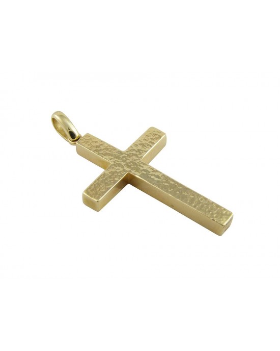 Hammered cross in 14k gold