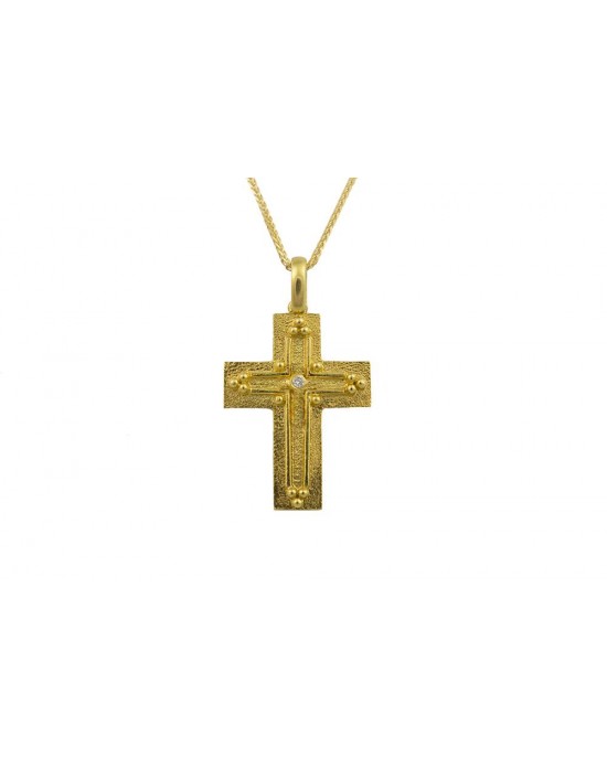 14K Gold Byzantine Cross with Diamonds 0,015ct