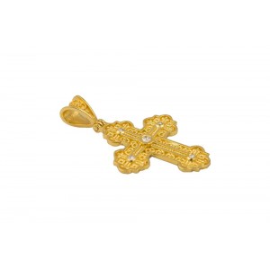 Byzantine cross with diamonds in 18K gold and chain Byzantine cross with diamonds in 18K gold and chain