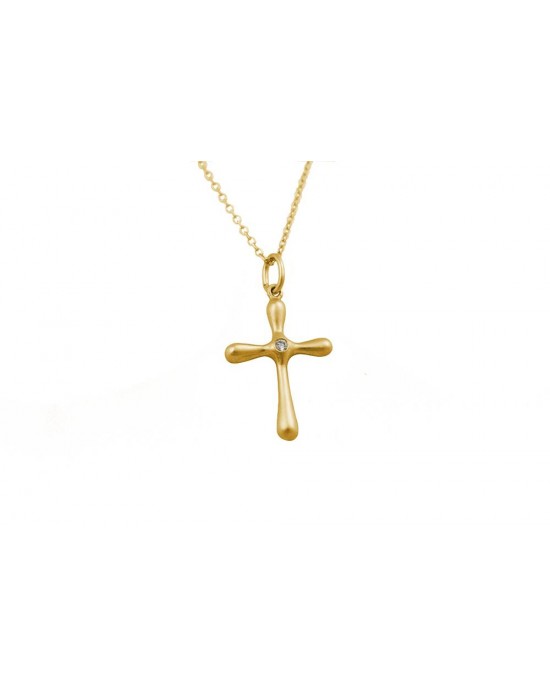 Byzantine cross with diamond in 18k gold