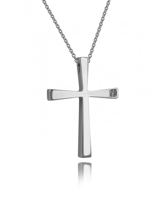 Cross with diamond in 14k white gold 