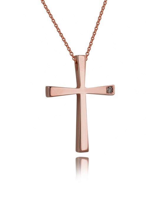 Cross with diamond in 14k rose gold 