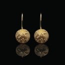 Κρεμαστά Σκουλαρίκια Γούρι 2026 Ἀναγέννησις από Επιχρυσωμένο Ασήμι 925