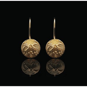 Κρεμαστά Σκουλαρίκια Γούρι 2026 Ἀναγέννησις από Επιχρυσωμένο Ασήμι 925