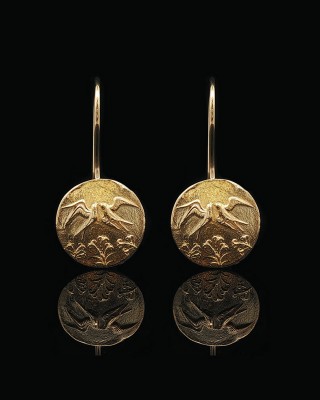 Κρεμαστά Σκουλαρίκια Γούρι 2026 Ἀναγέννησις από Επιχρυσωμένο Ασήμι 925