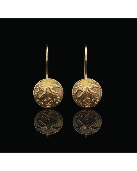 Κρεμαστά σκουλαρίκια γούρι 2026 Αναγέννησις από επιχρυσωμένο ασήμι 925