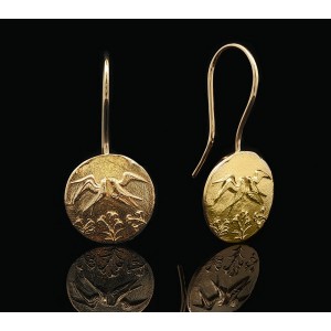 Κρεμαστά Σκουλαρίκια Γούρι 2026 Ἀναγέννησις από Επιχρυσωμένο Ασήμι 925