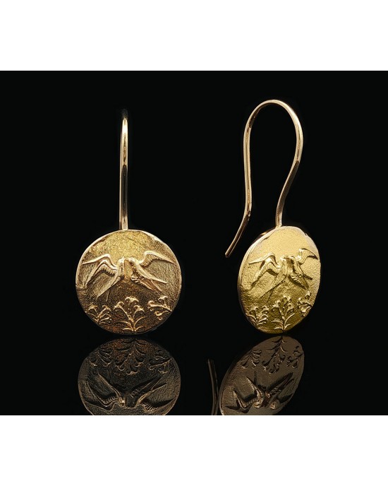 Κρεμαστά σκουλαρίκια γούρι 2026 Αναγέννησις από επιχρυσωμένο ασήμι 925