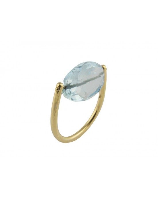 Δαχτυλίδι με μπλε τοπάζι από χρυσό Κ18
