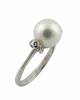 Pearl ring in 18k white gold with diamonds art deco vintage