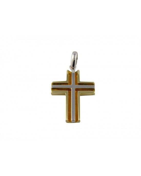 Δίχρωμος σταυρός από χρυσό Κ14