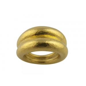 Διπλό σφυρήλατο δαχτυλίδι από χρυσό Κ18