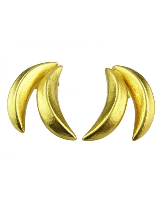 Καρφωτά σκουλαρίκια μισοφέγγαρα σφυρήλατα από χρυσό Κ18