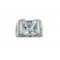 Sky blue topaz ring with diamonds in 18K white gold 