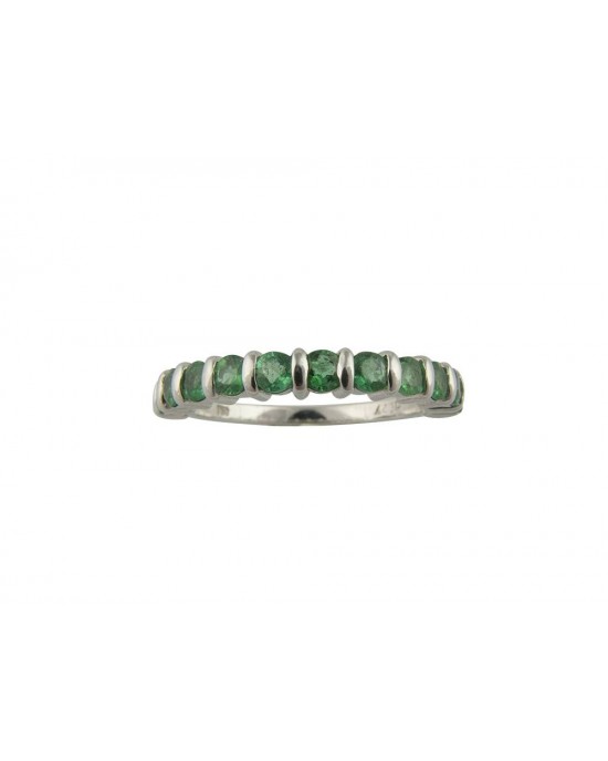 18K White Gold Eternity Ring with Emeralds