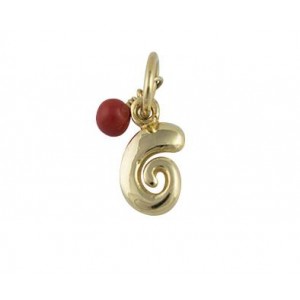 Snail pendant with coral in 14k gold