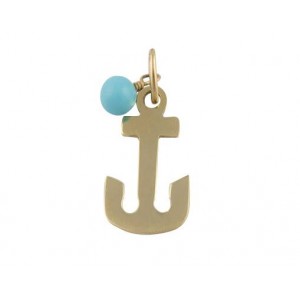 Pendant "Anchor" with Tirquoise in 14K gold 
