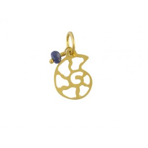 14K Gold Pendant "Snail" with blue sapphire