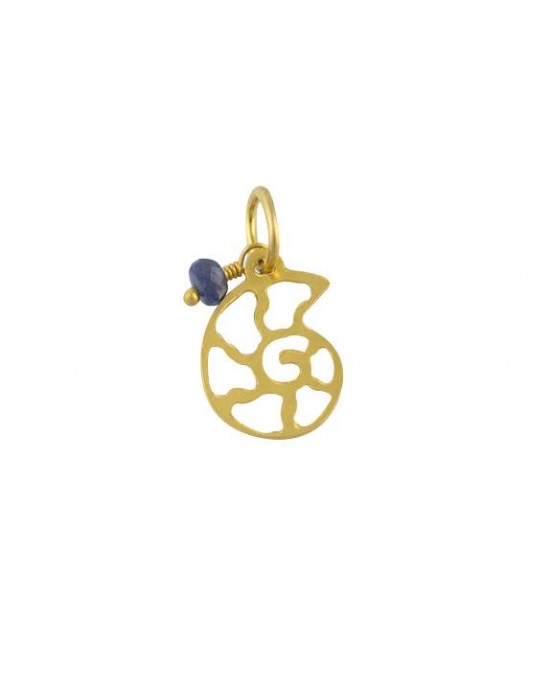 14K Gold Pendant "Snail" with blue sapphire