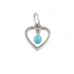 Heart pendant with turquoise in 14k white gold