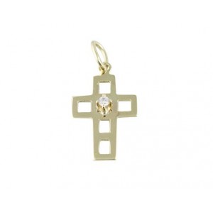 14K Gold Cross with CZ