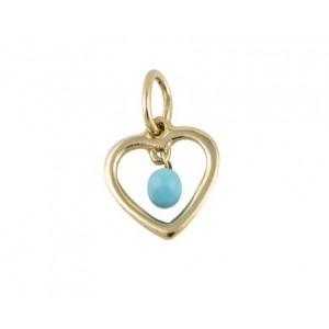 Pendant "Heart" with Turquoise in 14K gold 