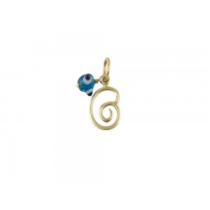 Pendant "Snail" with evil eye in 14K gold 
