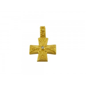 Byzantine cross with diamond in 18k Gold