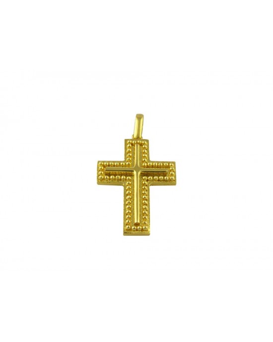 Handmade byzantine cross with granulation in 18K Gold solid