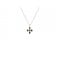 K14 White Gold Cross Necklace with Black Spinel