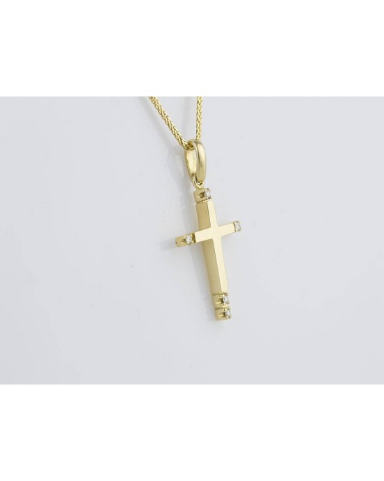 Γυναικείος σταυρός με ζιρκόν από χρυσό Κ14 