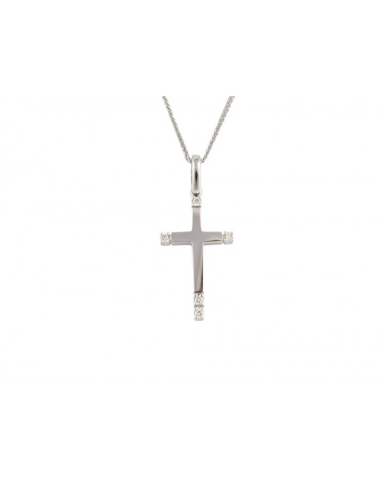 Cross with diamonds in 18k white gold