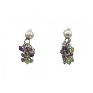 18K White Gold Earrings with Colourful Gemstones