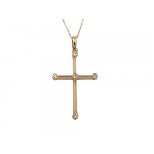 18K Pink Gold Cross with Diamonds 0,10ct