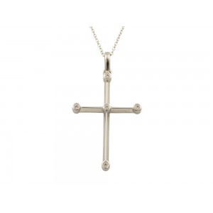 14K White Gold Cross with Cubic Zirconia