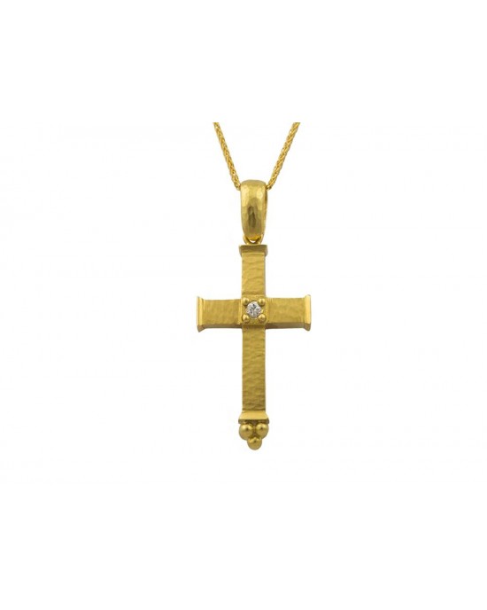 Βυζαντινός σταυρός από χρυσό Κ14 με διαμάντι