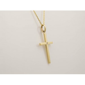 Matte baptism cross in 14k gold 