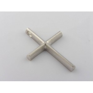 Ματ σταυρός από λευκόχρυσο Κ18