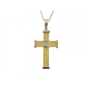 14K Gold Cross with Diamond 
