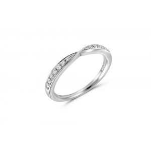 Δαχτυλίδι μισόβερο με διαμάντια από λευκόχρυσο Κ18 